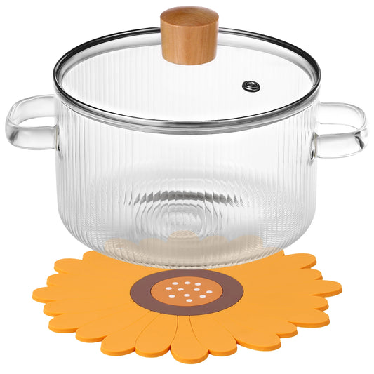 Transparent Soup Pot Heat Resistant High Borosilicate Glass Dual Handles Nonstick Glass Saucepan With Cover Kitchen Cooking Tool