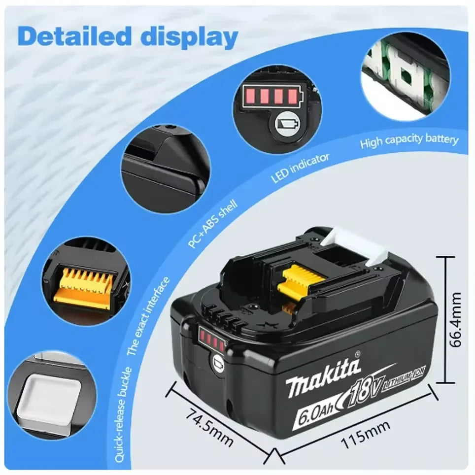 Makita Original 6Ah/5Ah Rechargeable Battery Compatible withBL1840 BL1830B BL1850B BL1850 BL1860 BL1815 Lithium-ion Tool Battery