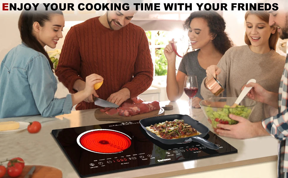 Elektro-Kochfeld 2025: Karinear 2 Burners Ceramic Electric 60x35 Countertop Built-in 110-120V 220-240V Collection