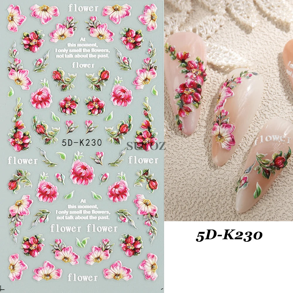 GL5D-K256 5D Sonnenblumen Nagelsticker - Herbstdesign Prägung