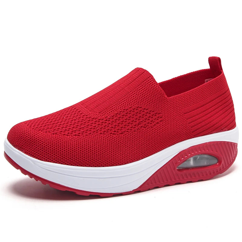 Women Walking Shoes Air Cushion Non Slip Orthopedic Shoes Ladies Platform Mules Breathable Wedge Female Sneakers