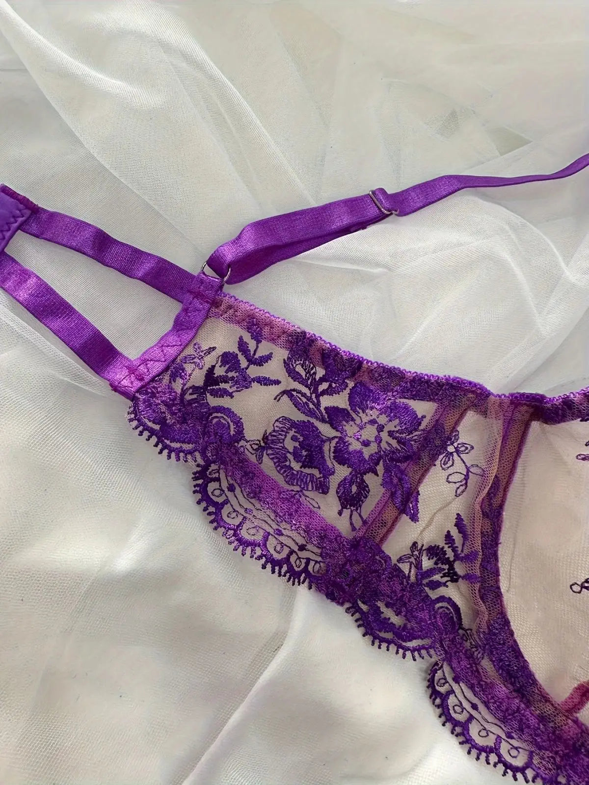 Echonight Fancy Lingerie Lace Embroidery Fairy Seamless Tulle Underwear See Through Exotic Sets Floral Beautiful Bilizna Set