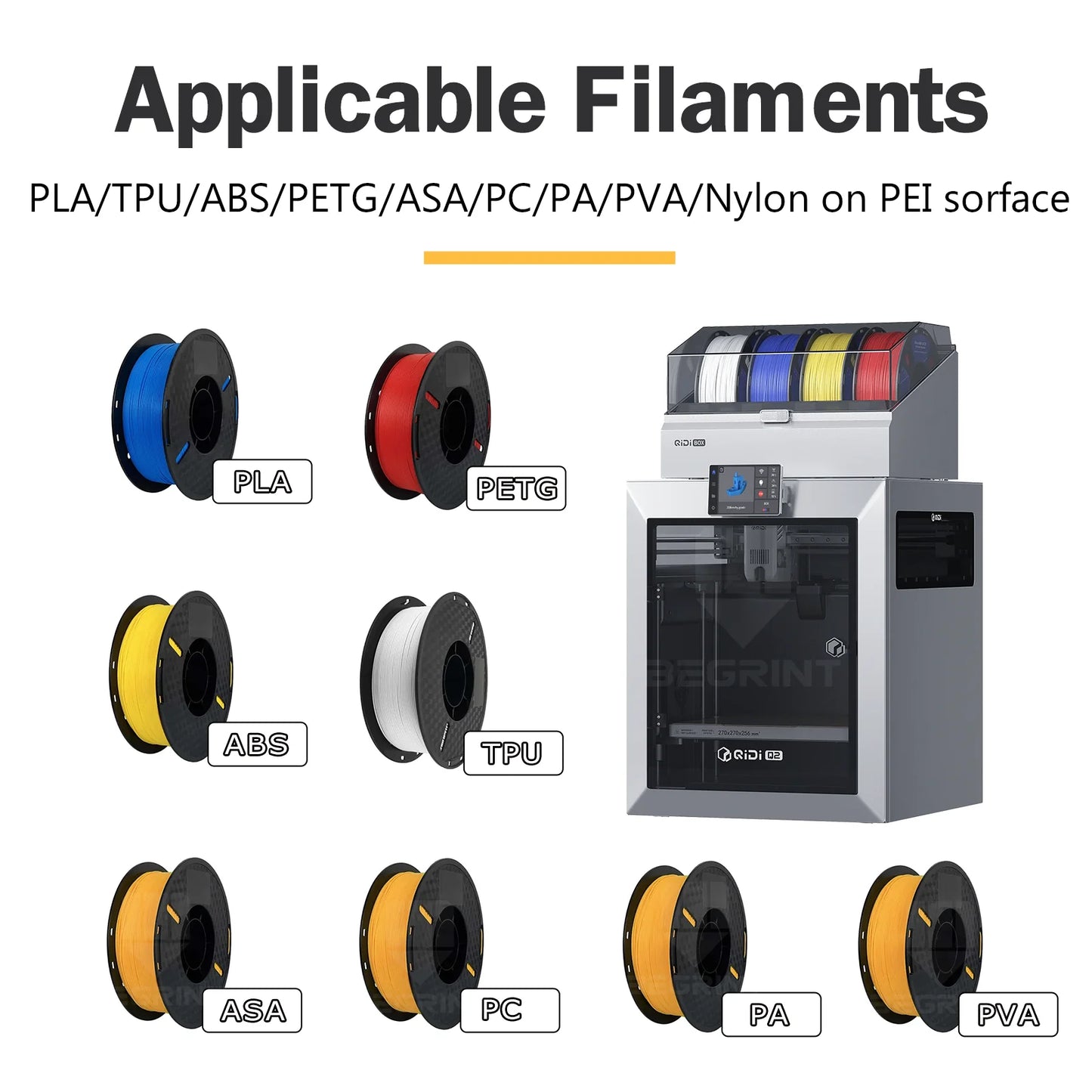 Pat încălzitor BEGRINTU Q2 - oțel cu arc PEI față-verso 280x280 mm