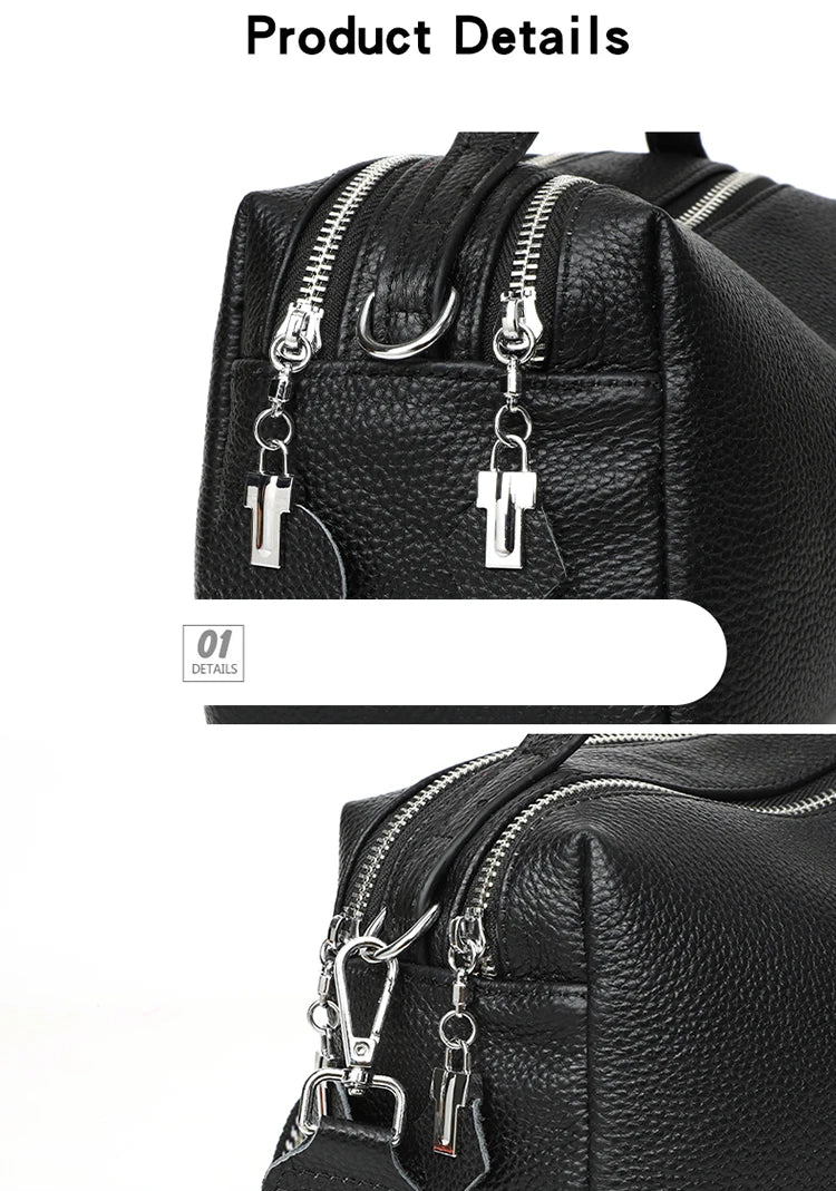 HebeiChoice Vintage Boston Echtes Leder - 2L 25x18 cm