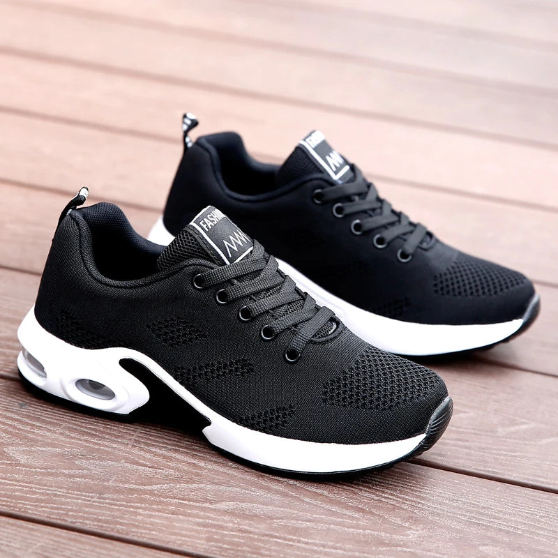 Women Casual Shoes Breathable Walking Mesh Flat Shoes Platform Sneakers Women Tenis Gym Vulcanized Shoes White Female Footwear