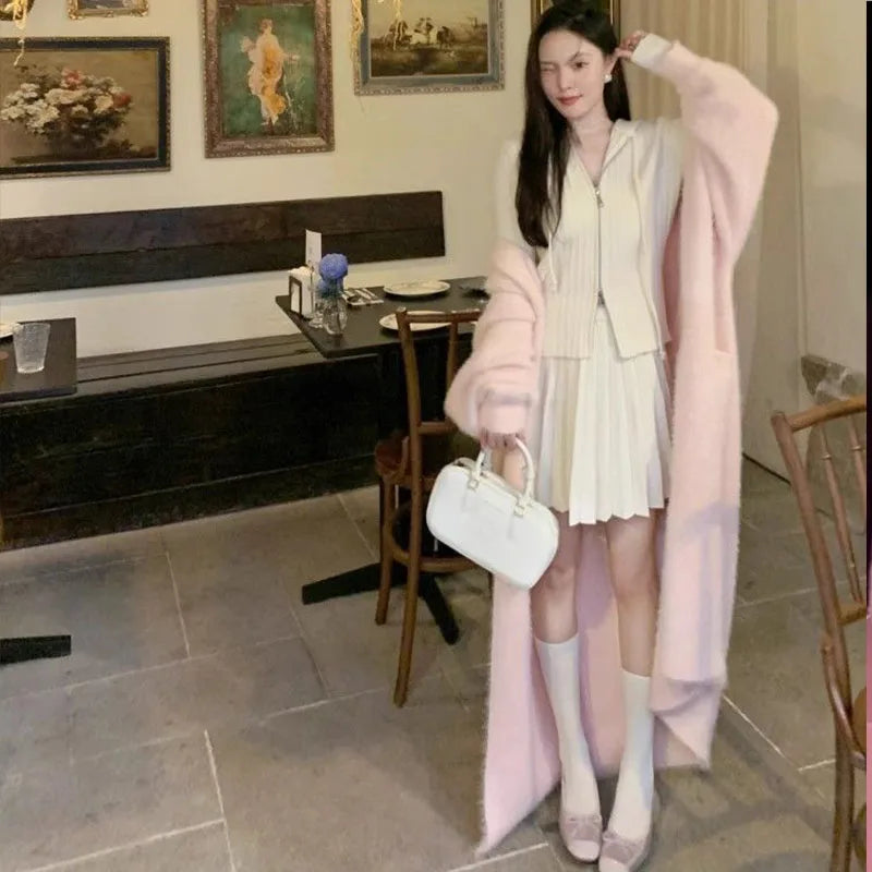 Pateekate Strickmantel Kapuze - Knielang, Polyester