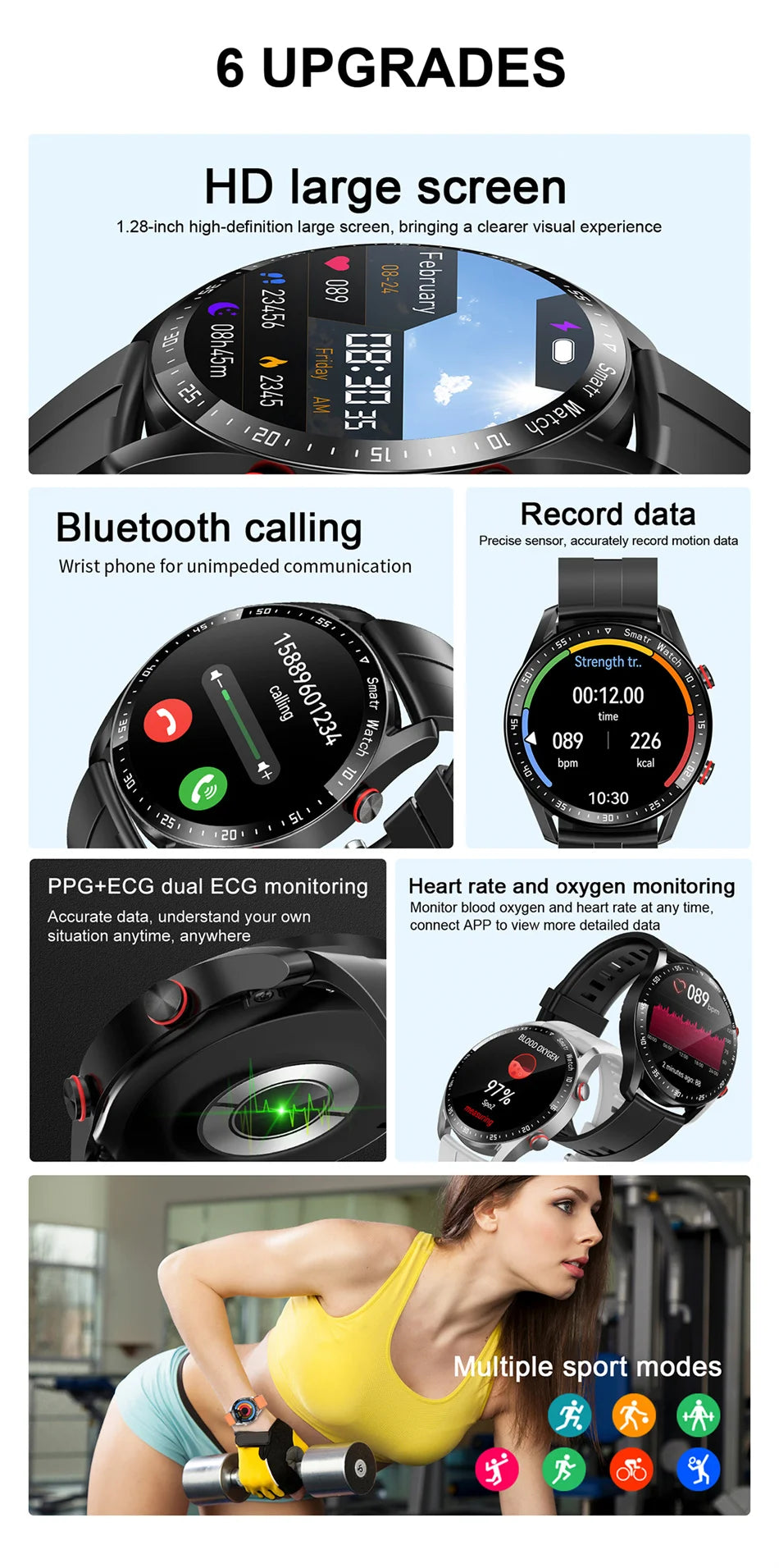 HiWatch Plus EKG/PPG Bluetooth - 180-220mAh 26mm 240x240