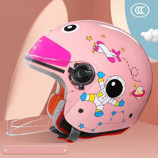 Children Cartoon Cute four seasons Motorcycle helmets Open face electric car bike child helmet for kids boy girl unicorn DOT