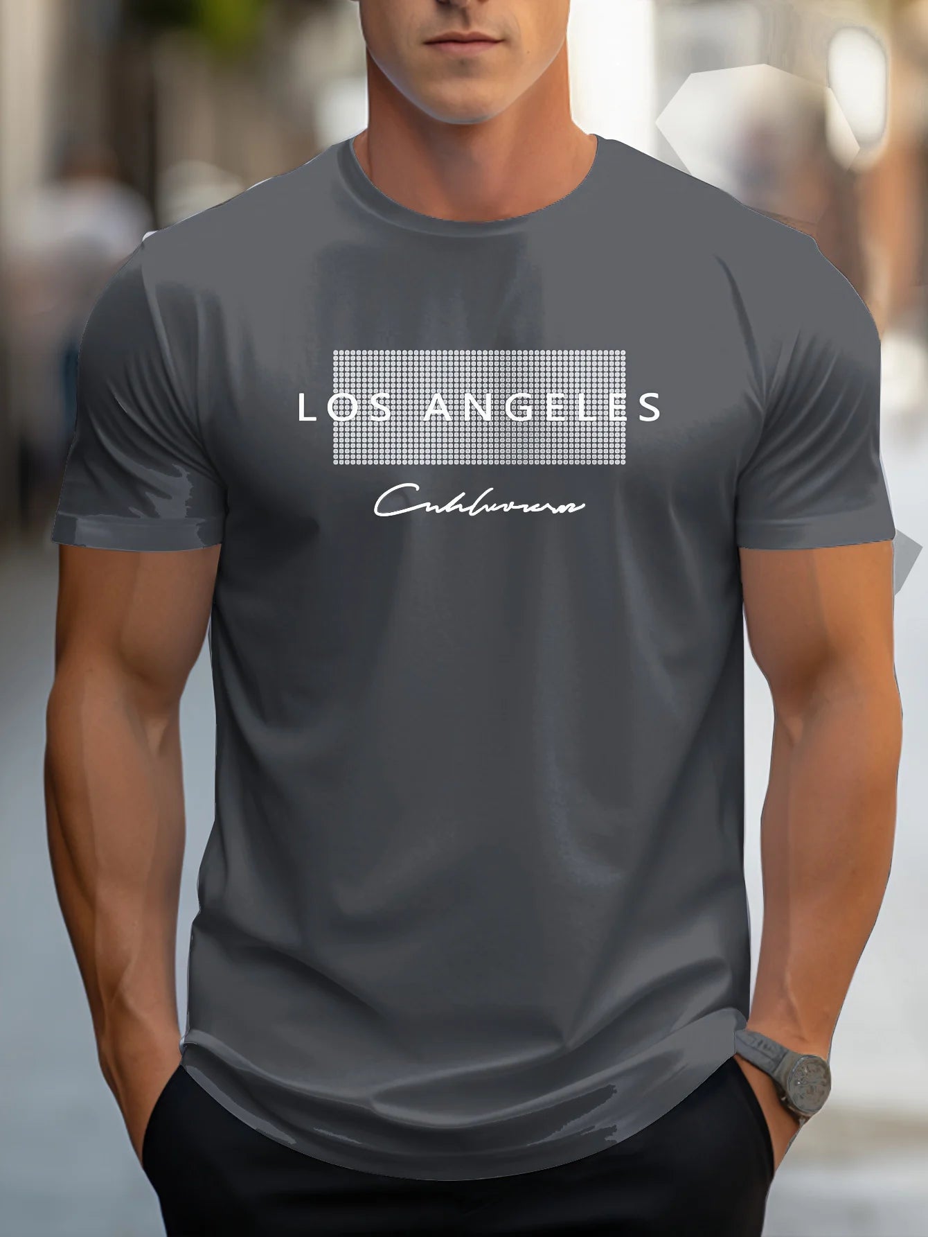 Herren T-Shirt 2025 - 100% Cotton Summer Loose Fit Los Angeles Graphic Printed Casual Sports