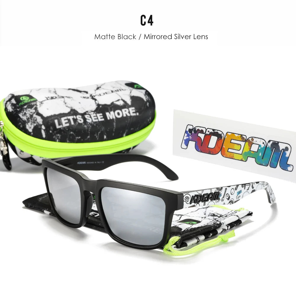 Ochelari de soare polarizați KDEAM pentru bărbați, ochelari de soare pătrați, casual, în aer liber, ochelari de soare unisex pentru femei, pentru cupluri, cu ambalaj nou