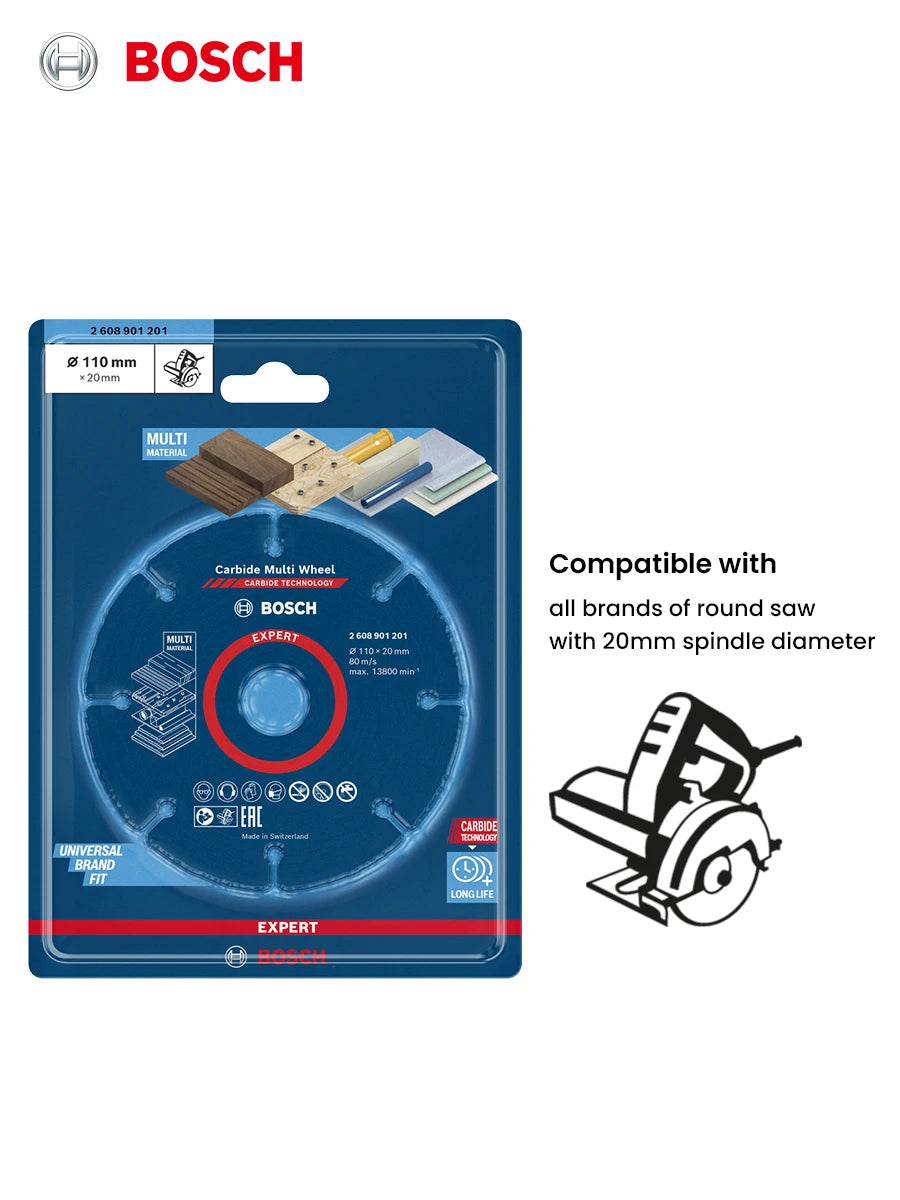 Bosch Expert Cutting Wheel 110Mm Carbide Muti-Material Cutting Disc for Wood Plastic Drywall Hardwood Angle Grinder Accessories