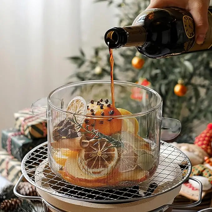 HighBorosilicateGlass Thickened PotHouseholdConvenient Bear Soup Pot with Lid Double Ear Soup Glass Pot Instant Noodles Milk Pot