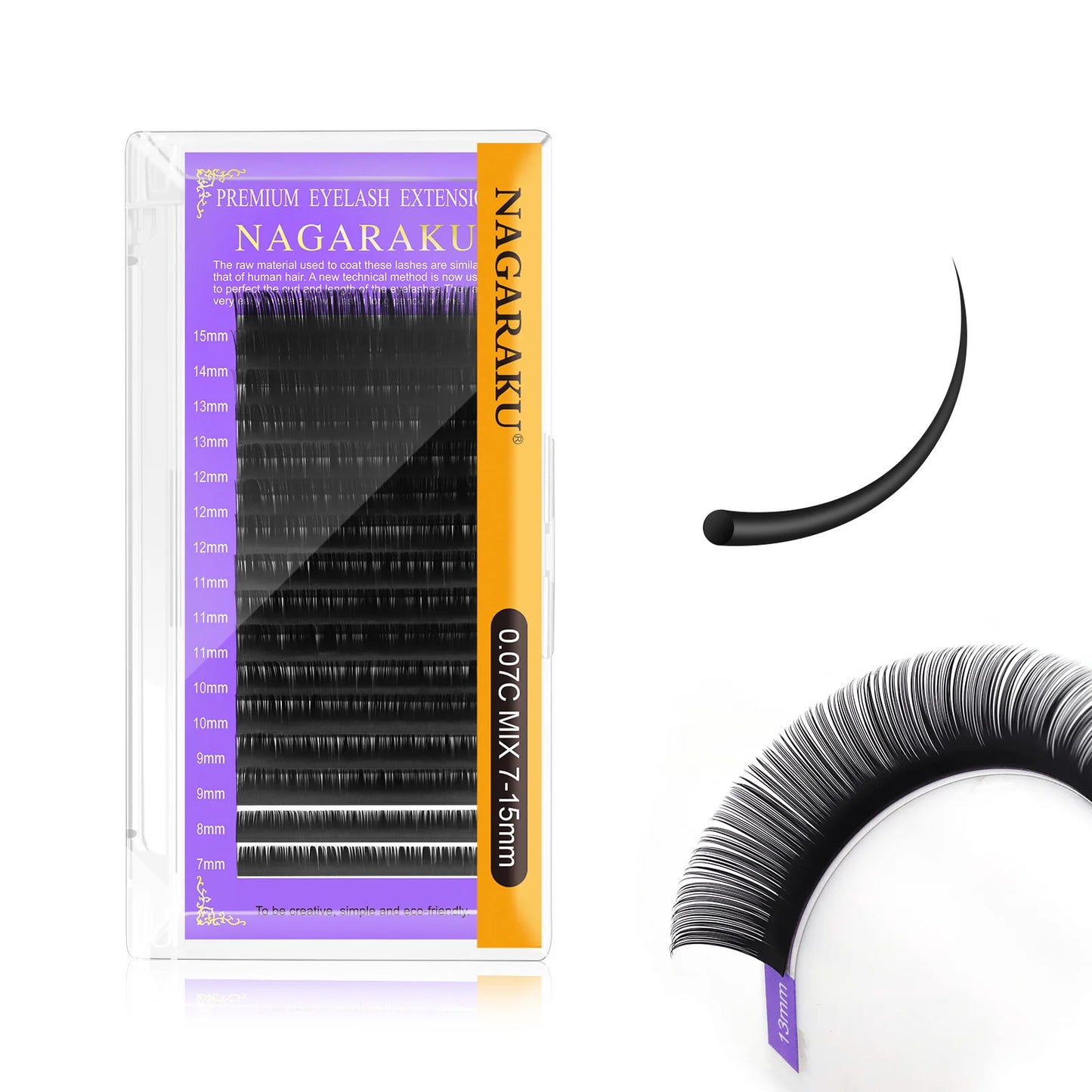 Extensie de gene NAGARAKU Individual Lashes Premium Classic, negru, mat, natural, moale