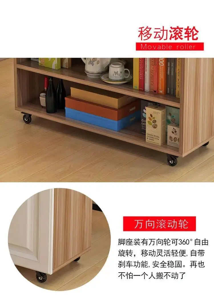 Modern Klappbar Esstisch Mit Aufbewahrung Regale Beweglich Küche Insel Schrank Massivholz Spanplatte Für Kleine Räume