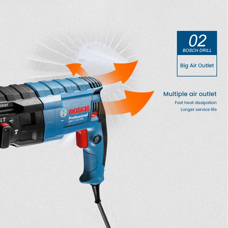 Bosch GBH 2-24RE Electric Hammer Drill Rotary Tool 4200Bpm 2.7J SDS Quick-Chang Impact Driller Reverse Hammer for Concrete Steel