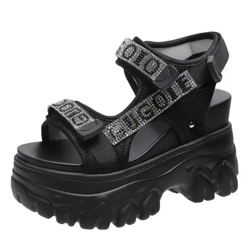 Elegant Female Shoes 2025 Summer Luxury Women Sandals Thick Sole Cake Shoes With Elevated Slope Heels Roman Shoes Woman Sneakers