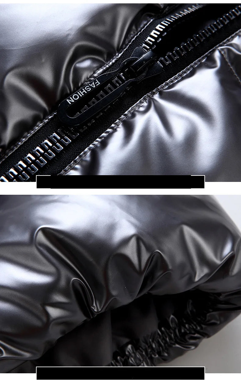 OLEKID 240805 Glänzende Weste Mit Kapuze - Größe 3-20 Jahre, Unisex, Wasserabweisend