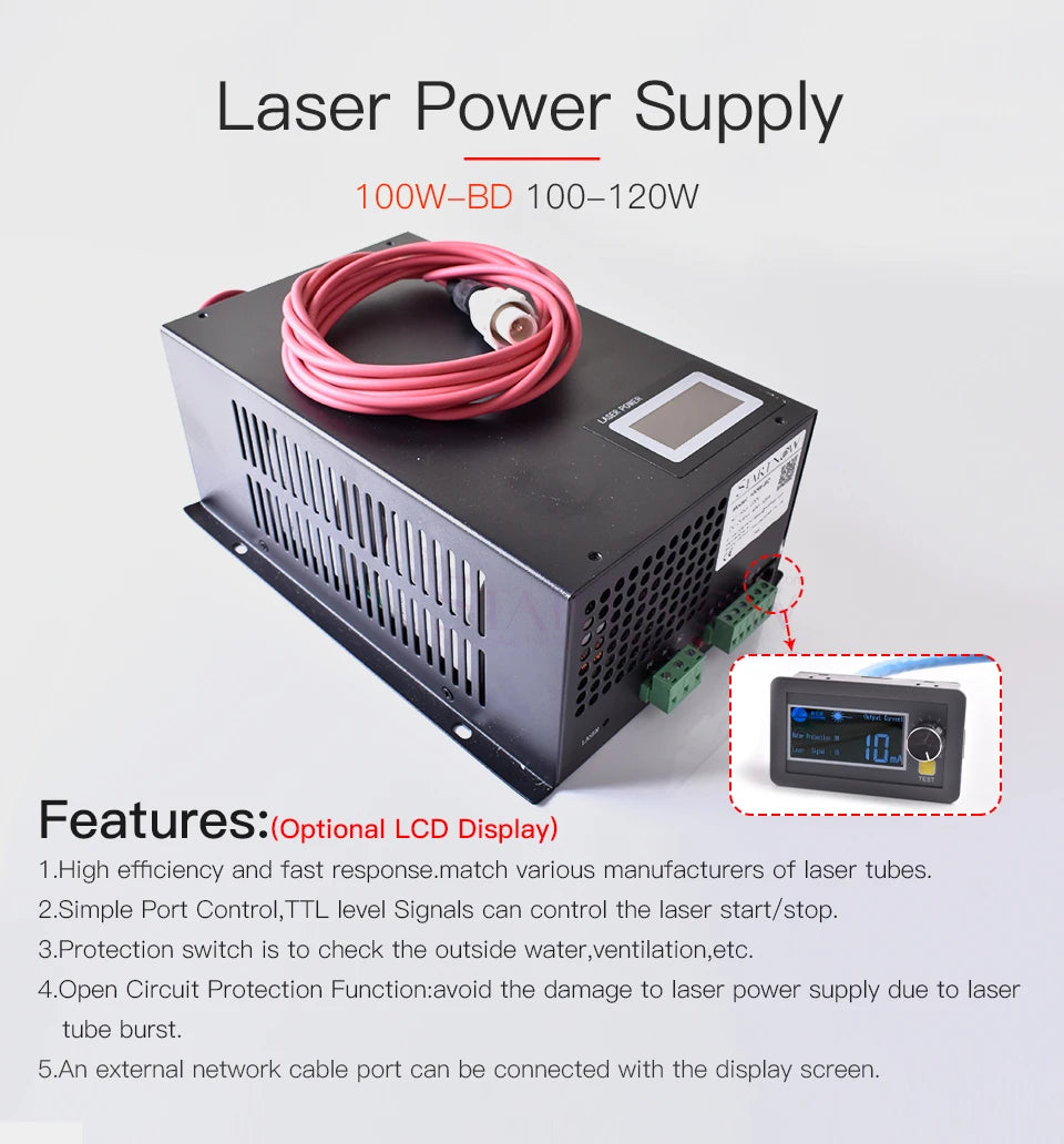 Startnow 100W-BD CO2 Laser Stromversorgung 120W Mit Display Bildschirm 110V PSU MYJG-100 220V Co2 Laser Röhre Schneid Maschine Quelle