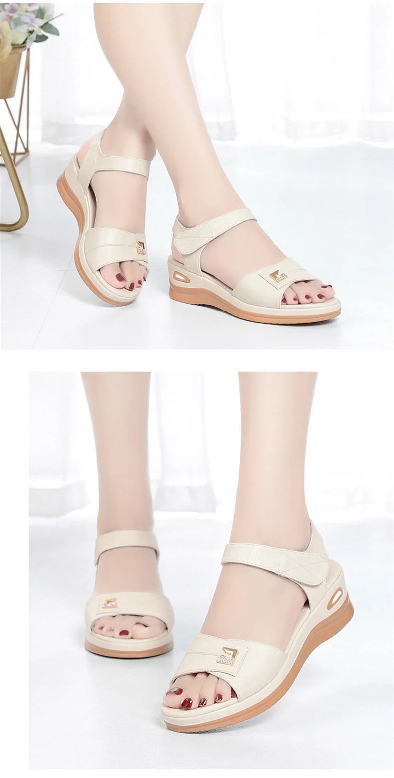 MCDV Sandale Knöchelriemen Komfort - Leder 3cm Rutschfest
