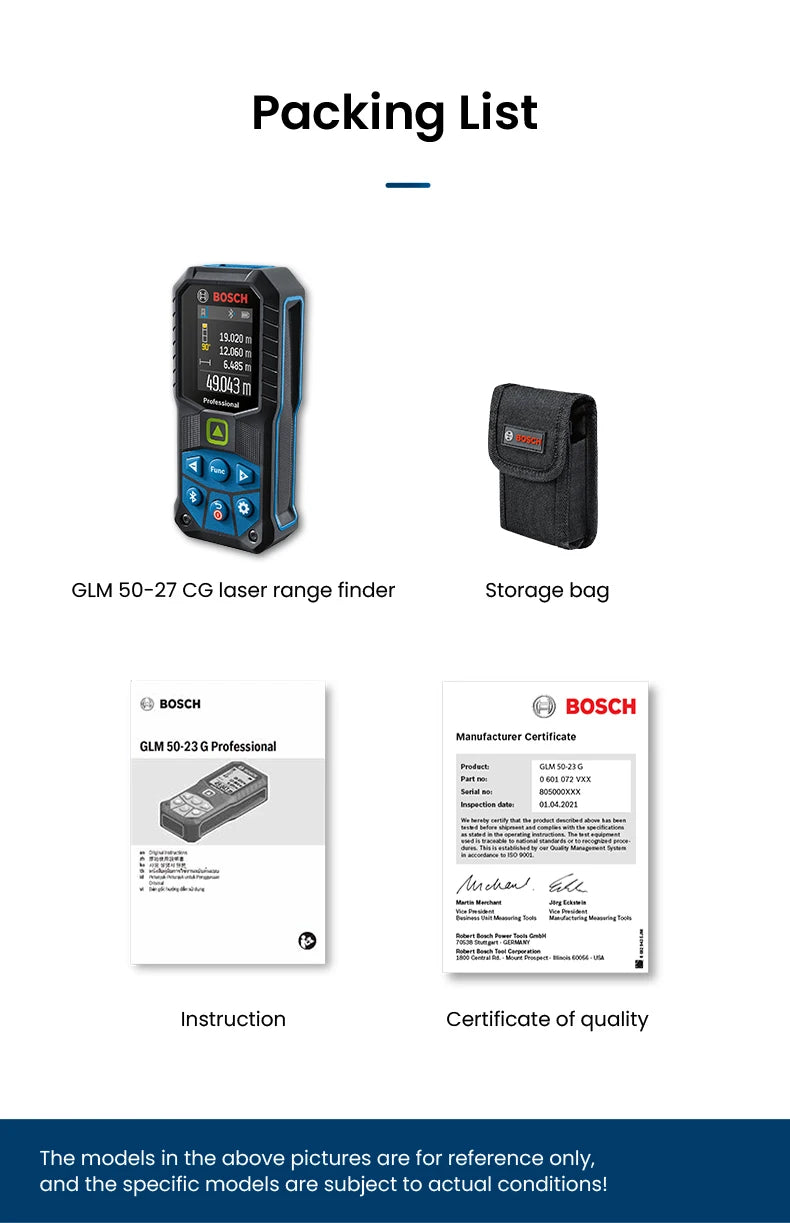 Bosch GLM 50-27 CG Professional Laser Entfernungsmesser 2025 - 50M Elektronisch Messwerkzeuge - Bluetooth App Fernsteuerung Farbiges Display