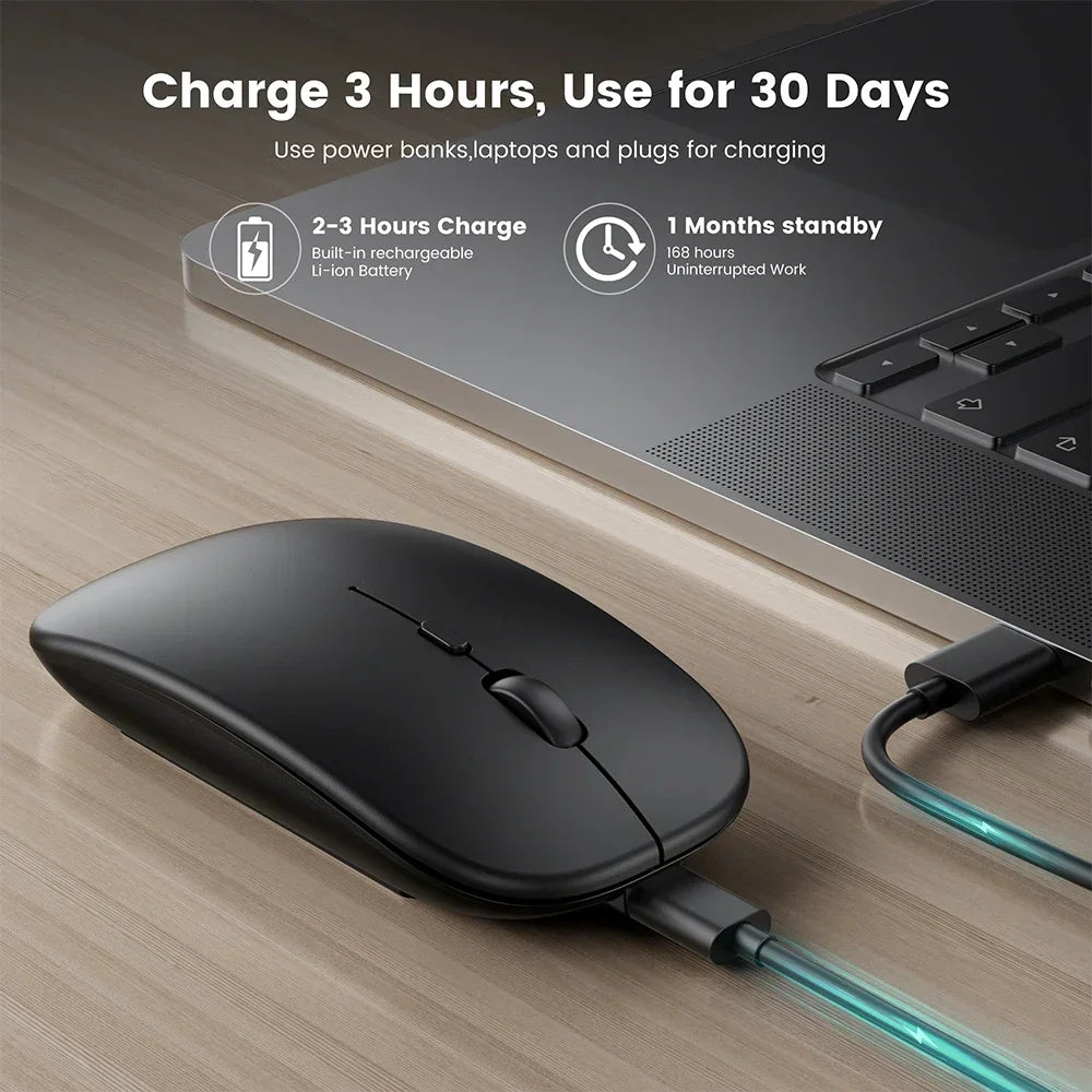 Wireless Maus Slim Bluetooth-kompatibel 2.4G Computer-Mäuse Portable Rechargeable/Battery Cordless Maus für iPad Laptop Desktop