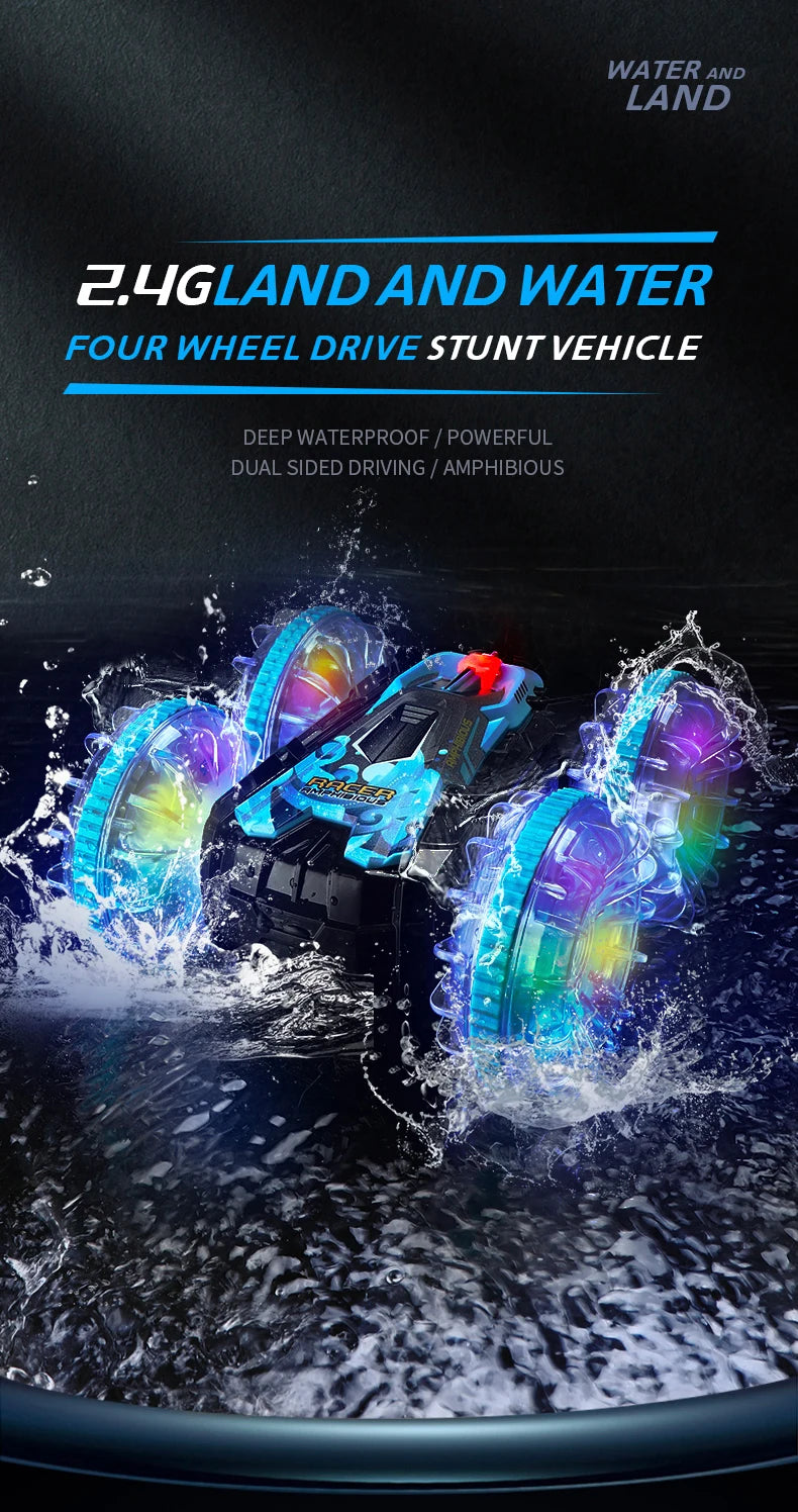 RC-Auto 2025: Neues RC-Stunt-Amphibien-Offroad-Elektro-Remote-Control-Vehicle-Doppelseitiges-Tumbling-Car-Kinder-Licht-Toys-Geschenke-Sammlung