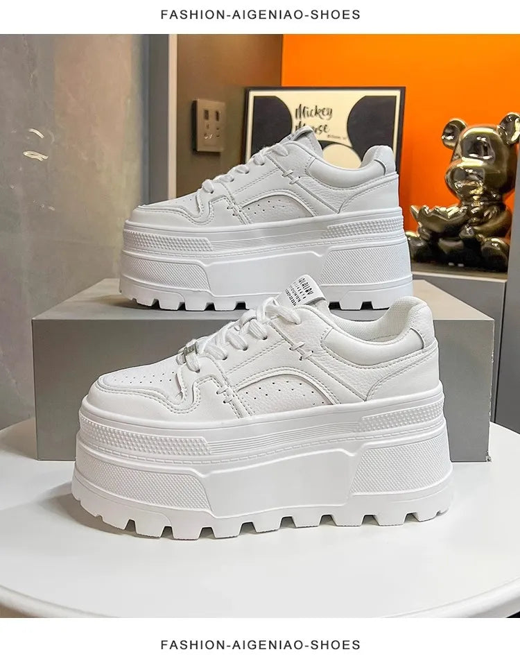 Women9 CM Platform Sneakers Casual Outdoor Simple Design Skateboard Comfortable Lace Up Sneakers Running Sports Shoes Female 40