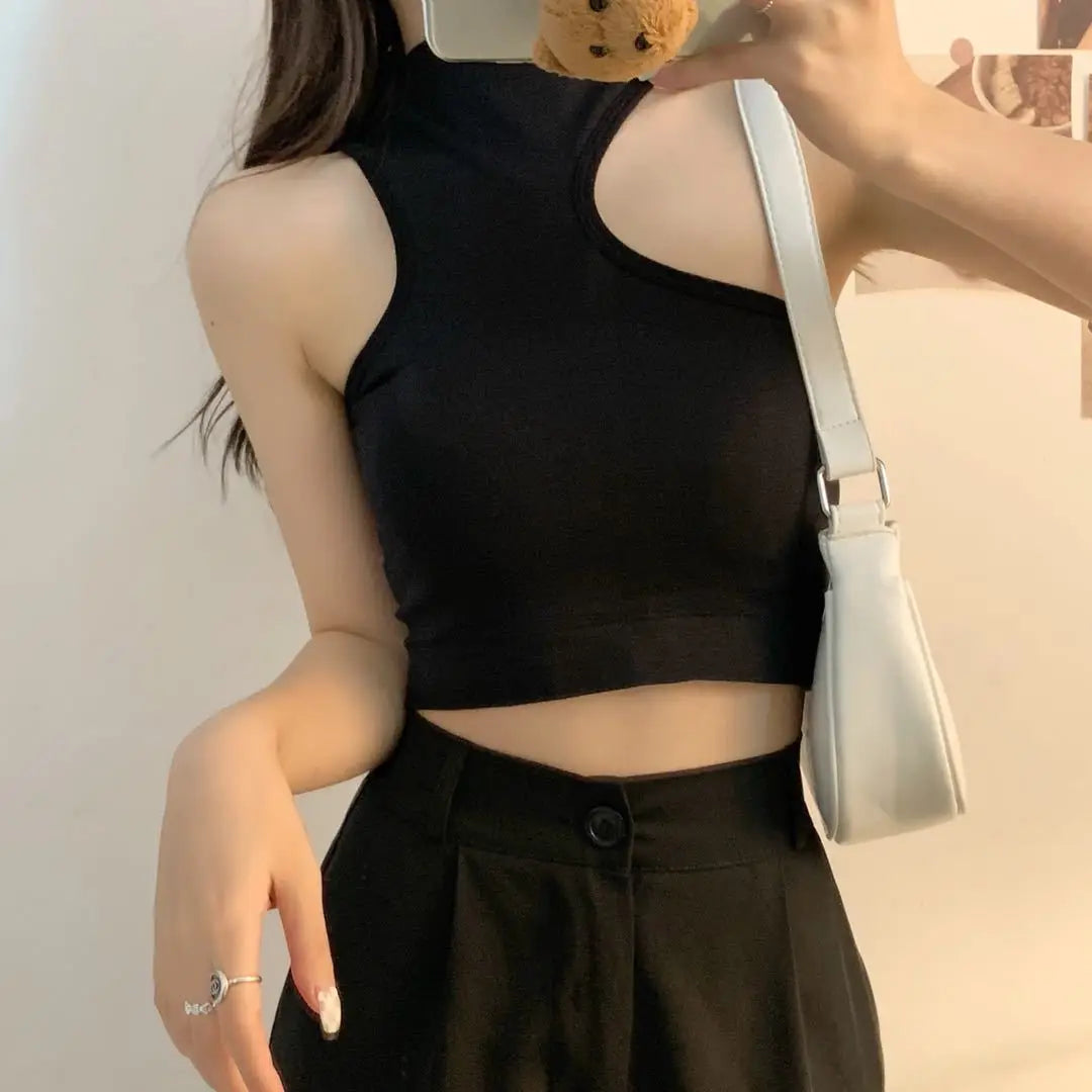 Tops for Woman Knitted Sexy Crop Tops Off Shoulder Halter Tanke Top Women Built In Bra Camis for Womens Sleeveless Hot Sale