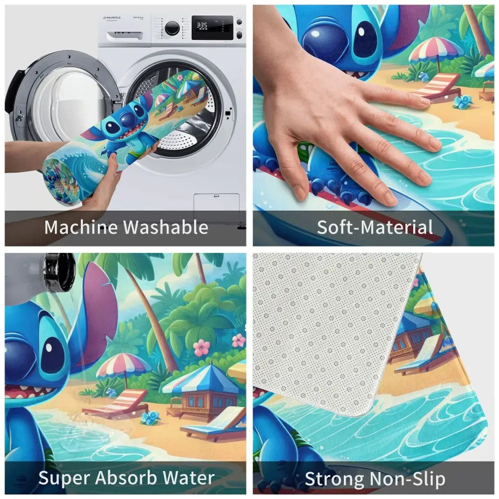 Custom Cartoon Stitch Floor Door Kitchen Bathroom Mat Anti-Slip Outdoor Doormat Bedroom Balcony Entrance Rug Carpet Footpad