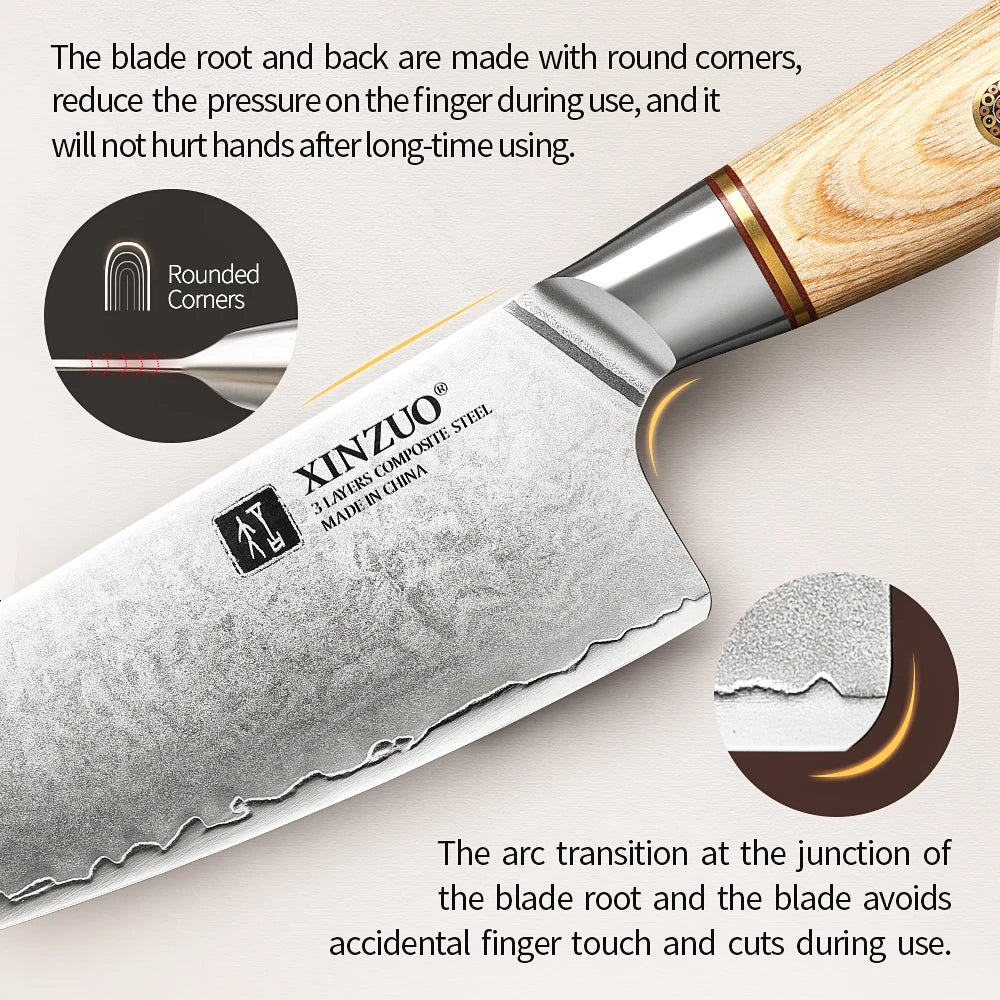 XINZUO 1-6PCS Pro Kitchen Knife Set – 10Cr15CoMoV Steel Core Blades & Japanese Pakkawood Handle for Ultimate Precision