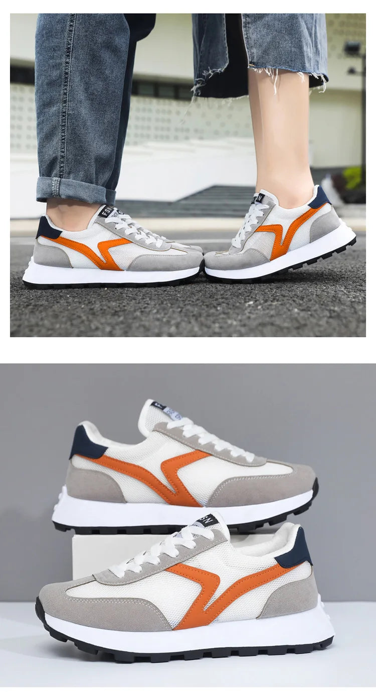 New Women's Sneakers Fashion Breathable Unisex Casual Shoes Lightweight Lace-Up Running Shoes Outdoor Platform Tennis Shoes Male