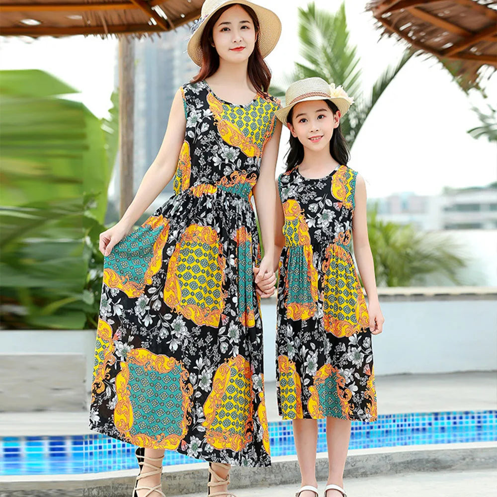 Spring Family Matching Outfits Mother Daughter Dress Women Girl Casual Autumn Costume Mom Baby Kids Rompers Parent-child Clothes