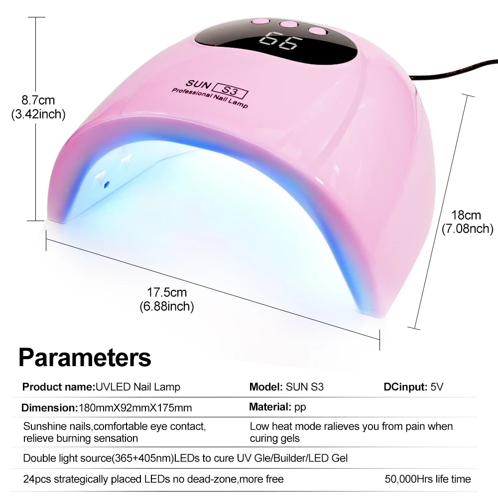 Limegirl UV Lampe 88W Schnell - 24 LEDs 17.5x18x8.7cm