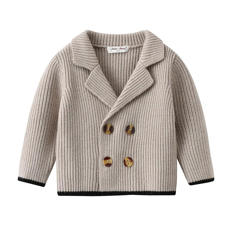 LilBuds B804 Doppelreihige Strickjacke Jungen Winter Cardigan - Größe 3-12 Jahre, Baumwolle, Verschluss Doppelreihig