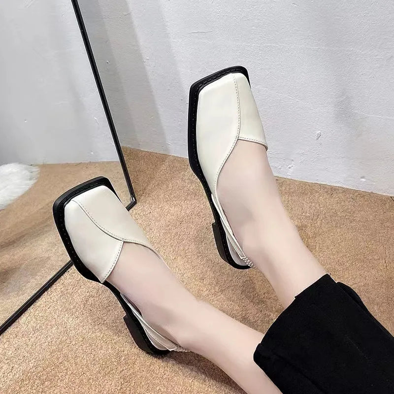 Women Sandals Elegant Square Toe Flat Shoes for Women Fashion Low Heels Sandals Brand Designer Women Party Shoes Sandalias Mujer
