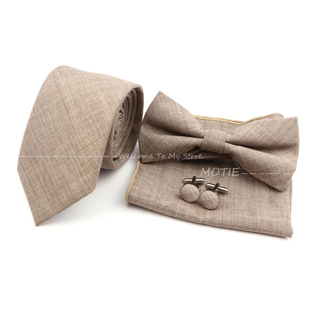 Neues Design 27-farbiger Männer-Accessories-Set: Klassische Baumwoll-Taschentuch, Manschettenknöpfe, Fliege für Hochzeit, Party, Geschenke