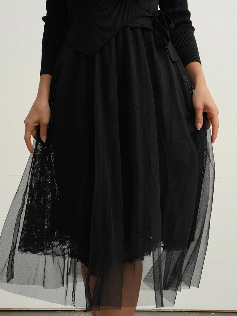 Cardigan tip bandaj, îmbrăcăminte de comodă - Set tricotat din două piese, lungime midi - Mărime normală - Conținut material 31-50%