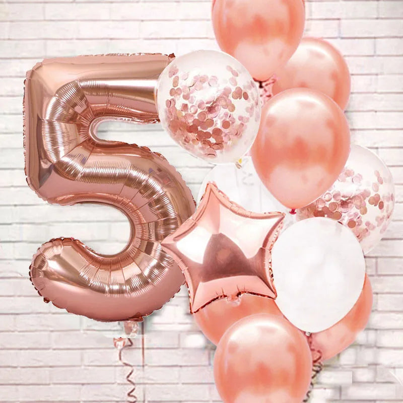 RoseGold Zahlenballons 32 Zoll Roségold - 13er Set 32cm
