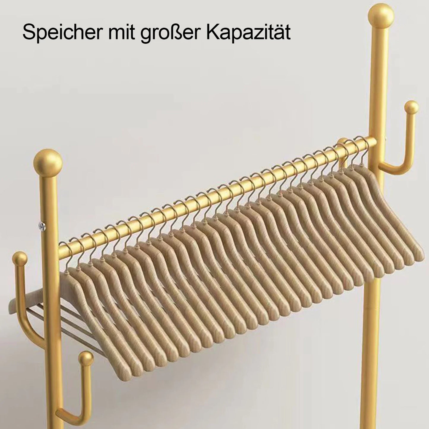 Kleiderständer, Goldener Garderobenständer mit 6 Haken, Freistehender Kleiderständer, Kleiderstange aus Metall