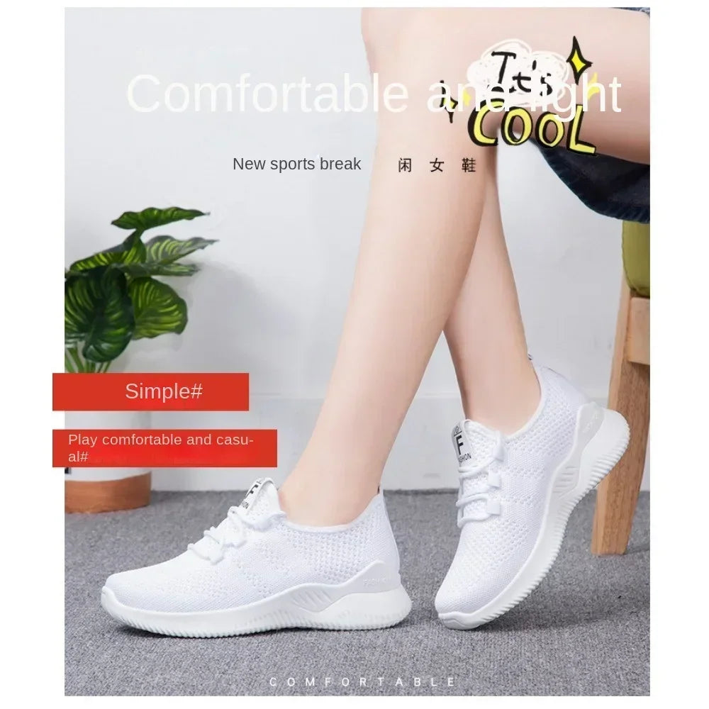Shoes for women 2025 new casual fashion running shoes flying woven breathable women's shoes soft sole trend sneakers women