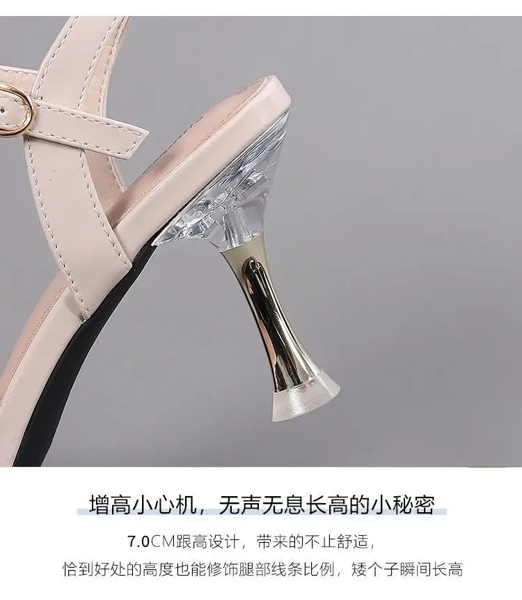 Elegant Sandals Ladies 2023 Shoes for Women Sandals Summer 2023 Fashion Crystal Transparent Thin High Heels Sandals Female 35-40