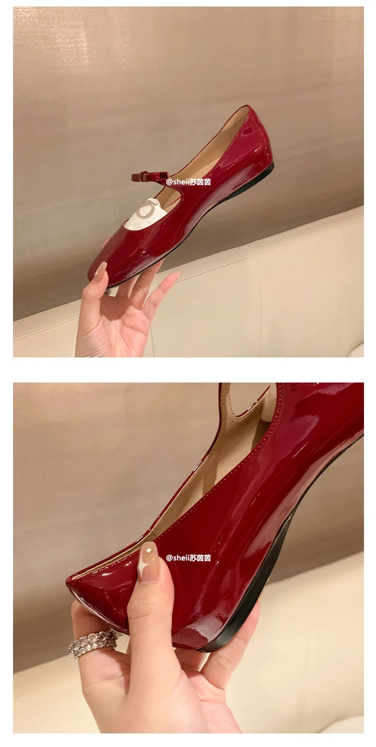 Ballet Falts Shoes for Women Bow Tie Elegant Women's Loafers Shoes with Low Heels Black Leather Mary Janes Desinger Shoes Ladies