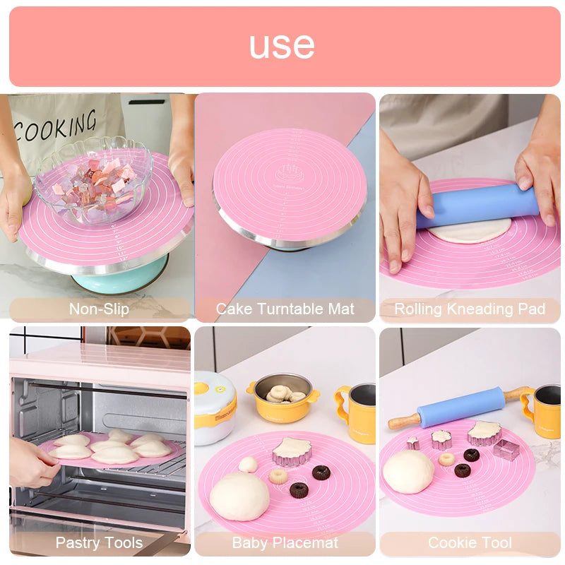 FAIS DU Cake Turntable Pat Silicone Baking Mat For Cake with Size Non-stick High Temperature Resistant Bake Tool Kitchen Gadget