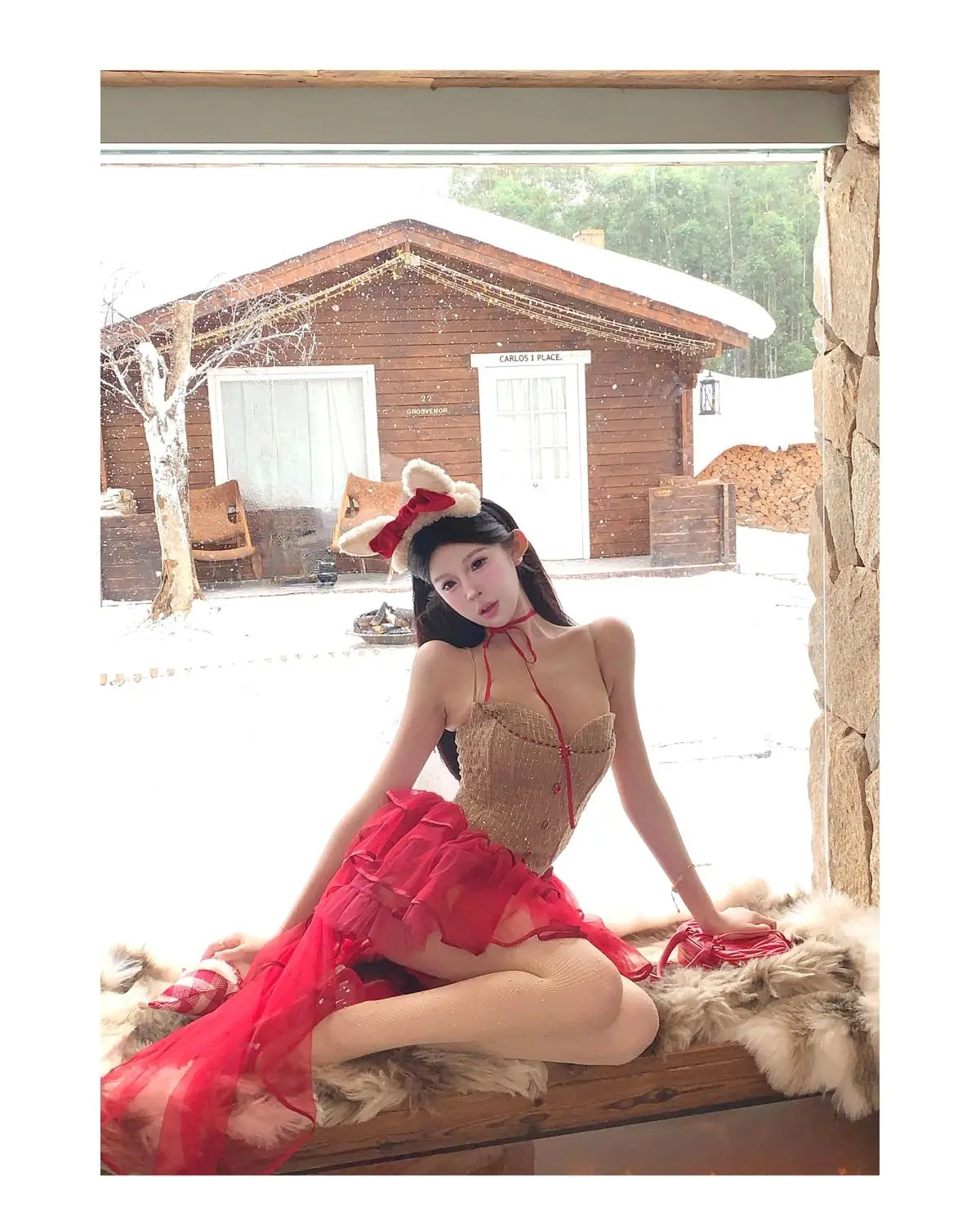 Ținută elegantă din două piese pentru femei, corset roșu, top scurt, fustă mini din tul, croială slim, elegantă, de vară, pentru petrecere, club, look elegant și chic 2025