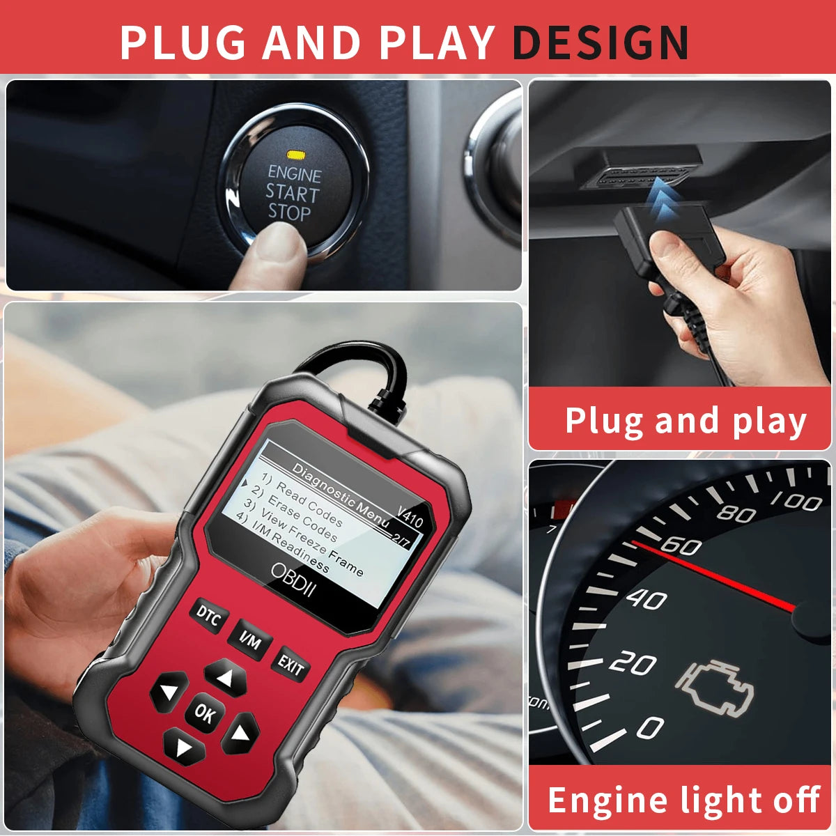 OBD2 Scanner 2025 - Auto Diagnosegerät Code Reader - Motor Fehlercode Scanner CAN Diagnose OBD II Fahrzeug-Tool