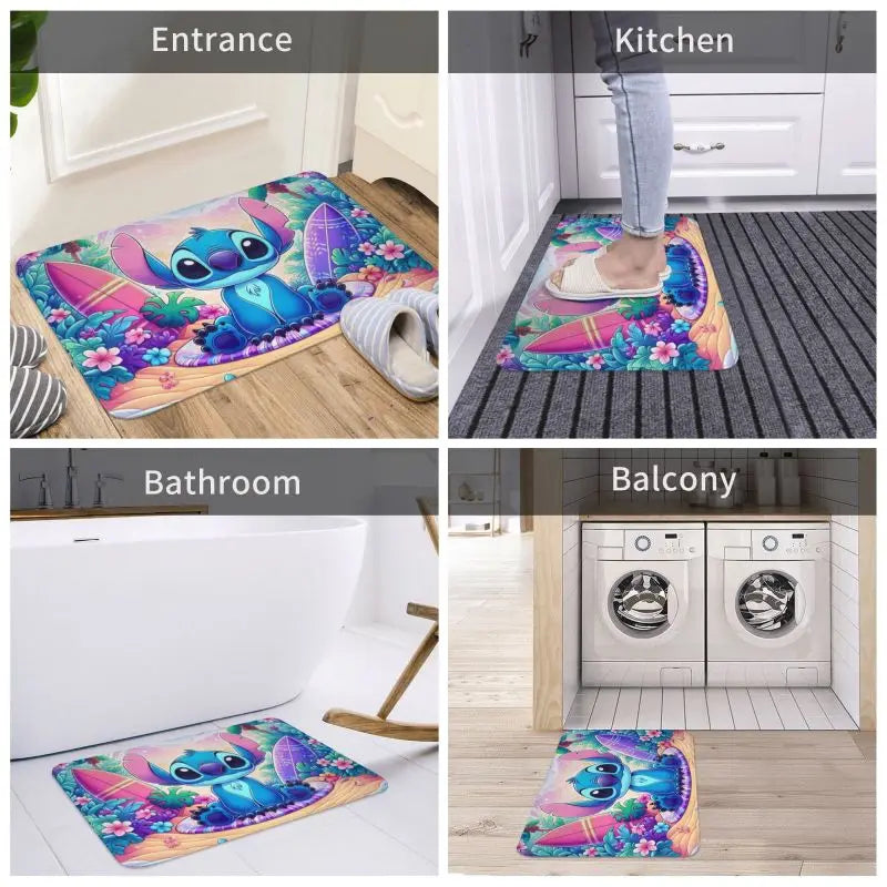 Custom Cartoon Stitch Floor Door Kitchen Bathroom Mat Anti-Slip Outdoor Doormat Bedroom Balcony Entrance Rug Carpet Footpad