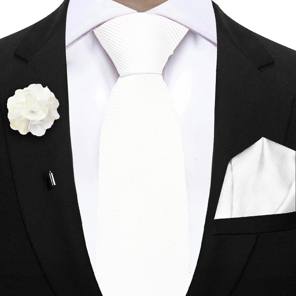 Simplicity Mens Ties Solid NeckTie Pocket Square Floral Brooch Set Men's Wedding Tie Suit Accessories Fit Group Holiday Party