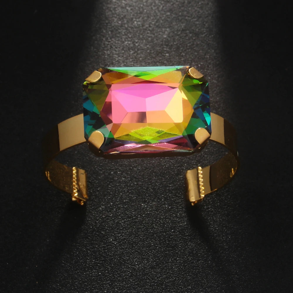 Stonefans Party Multicolour Exaggerated Bracelet Women Charm Dance Drag Queen Aesthetic Wrist Rhinestone Open Bangle Decoration