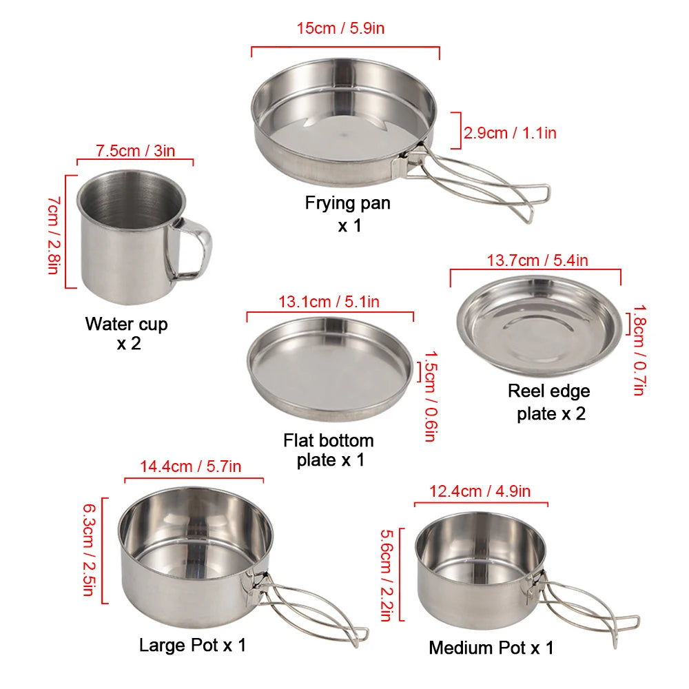 CanHold Camping Kochset Edelstahl - 8tlg 1,5L 18cm