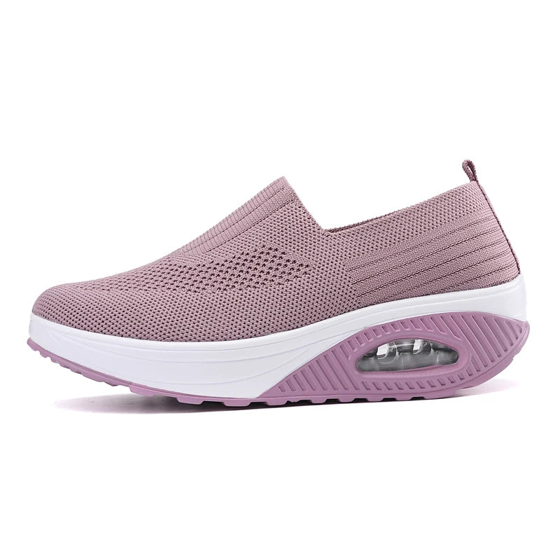 Women Walking Shoes Air Cushion Non Slip Orthopedic Shoes Ladies Platform Mules Breathable Wedge Female Sneakers